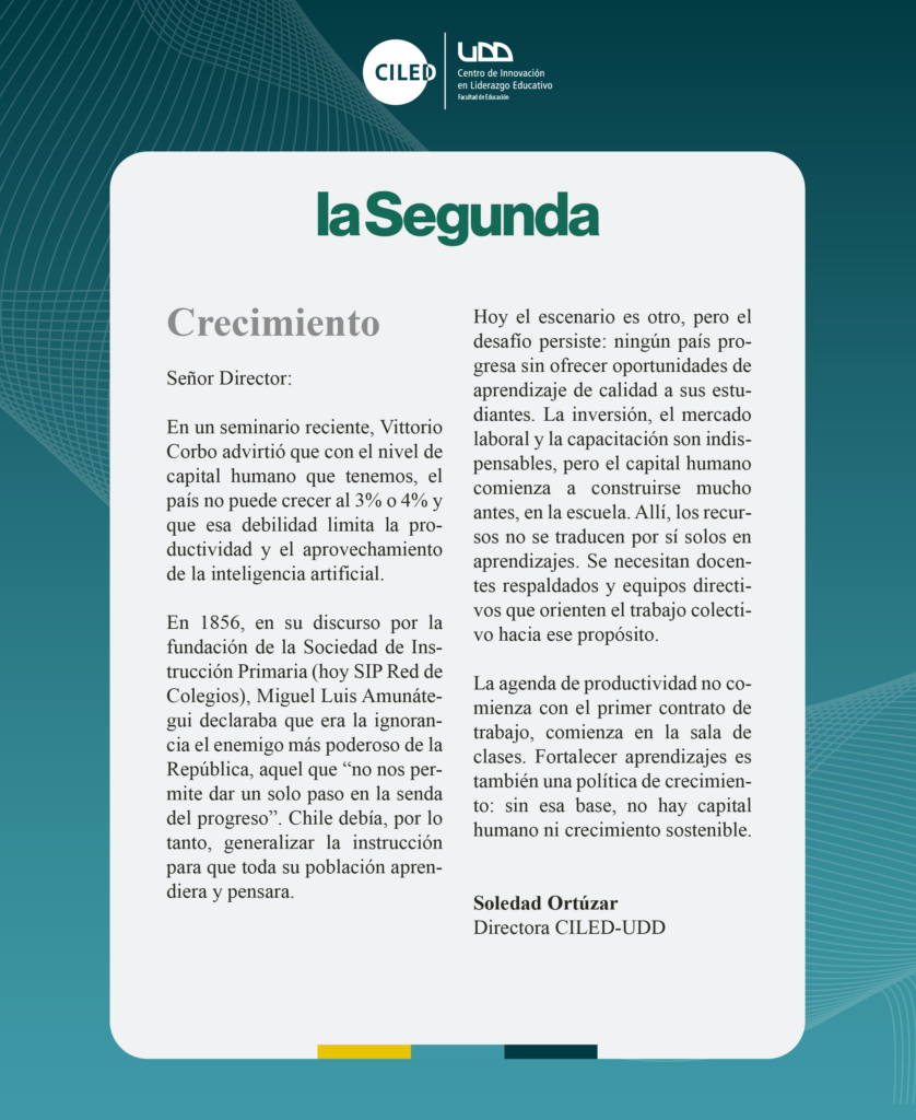 Carta al director “Crecimiento”, de Soledad Ortúzar, publicada en La Segunda